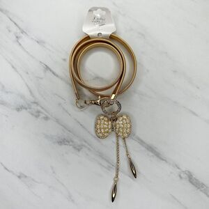 Sophia Collection Faux Pearl Rhinestone Bow Stretch Cinch Belt Size XS Small S